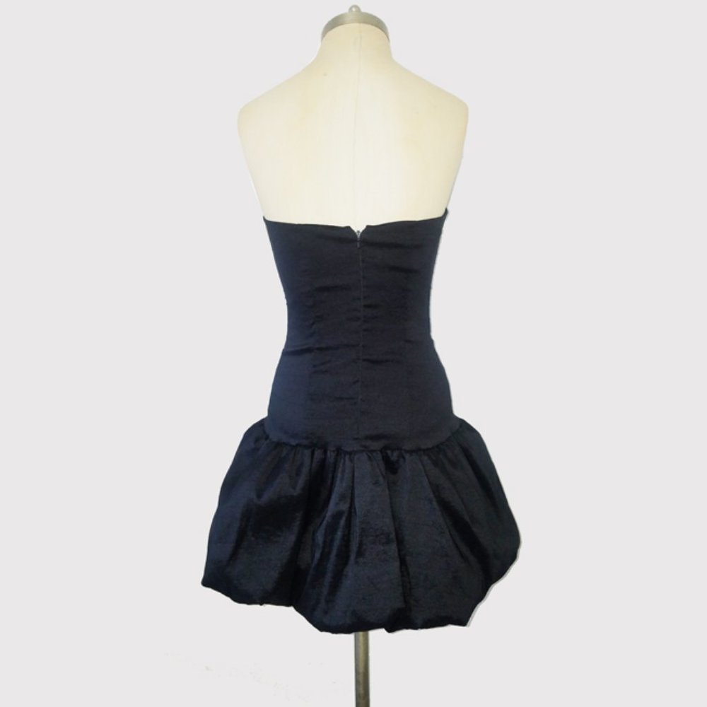 Vtg 80s Black Strapless Cocktail Party Dress 6 - Picture 7 of 9